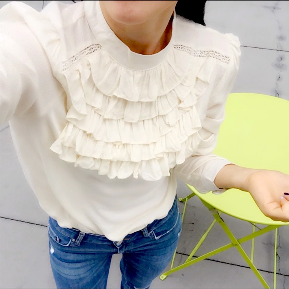 NEW LISTING! Cream Pleated Collar Blouse